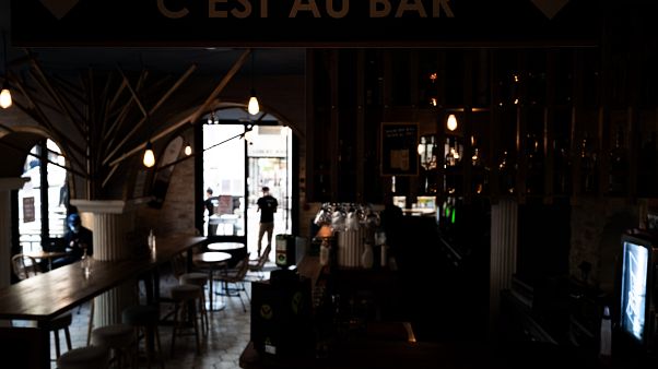 A picture taken on October 9, 2020 shows a cafe in Lyon after it became one of four more French cities placed on maximum coronavirus alert, joining Paris and others. A picture taken on October 9, 2020 shows a cafe in Lyon after it became one of four more French cities placed on maximum coronavirus alert, joining Paris and others.