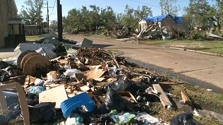 Debris littered the ground after Hurricane Delta hit Louisiana