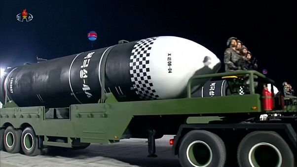 North Korea shows off giant missiles at huge military parade North Korea shows off giant missiles at huge military parade