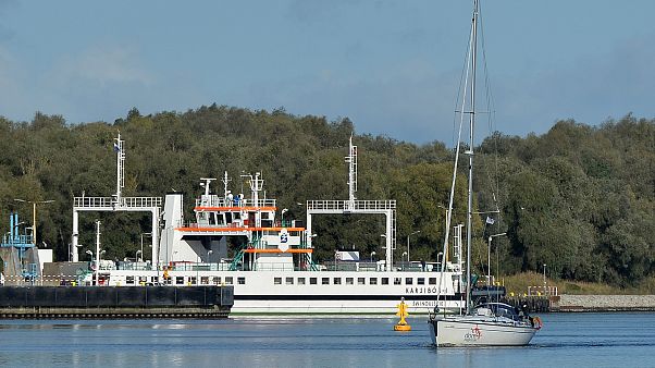 Le site où se déroule l'opération de déminage, sur le chenal de Swinoujscie - nord-ouest de la Pologne -, le 9 octobre 2020 Le site où se déroule l'opération de déminage, sur le chenal de Swinoujscie - nord-ouest de la Pologne -, le 9 octobre 2020
