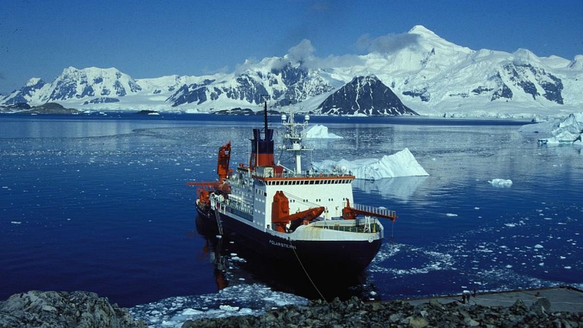 German research vessel POLARSTERN off the British Station Rothera, Antarctic Peninsula