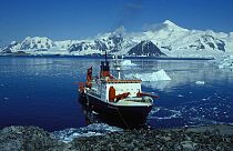 German research vessel POLARSTERN off the British Station Rothera, Antarctic Peninsula