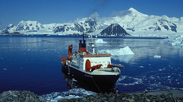 German research vessel POLARSTERN off the British Station Rothera, Antarctic Peninsula German research vessel POLARSTERN off the British Station Rothera, Antarctic Peninsula
