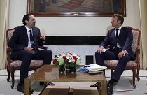 الرئيس الفرنسي إيمانويل ماكرون يلتقي برئيس الوزراء اللبناني الأسبق سعد الحريري  31 أغسطس ، 2020.