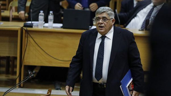 Head of Greece's extreme far-right Golden Dawn party Nikos Michaloliakos in court in November 2019. Head of Greece's extreme far-right Golden Dawn party Nikos Michaloliakos in court in November 2019.
