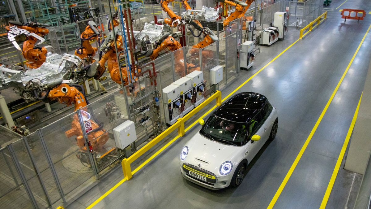 The new MINI electric car is unveiled at the BMW group plant in Cowley, near Oxford on July 9, 2019.