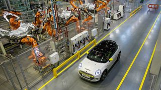 The new MINI electric car is unveiled at the BMW group plant in Cowley, near Oxford on July 9, 2019.