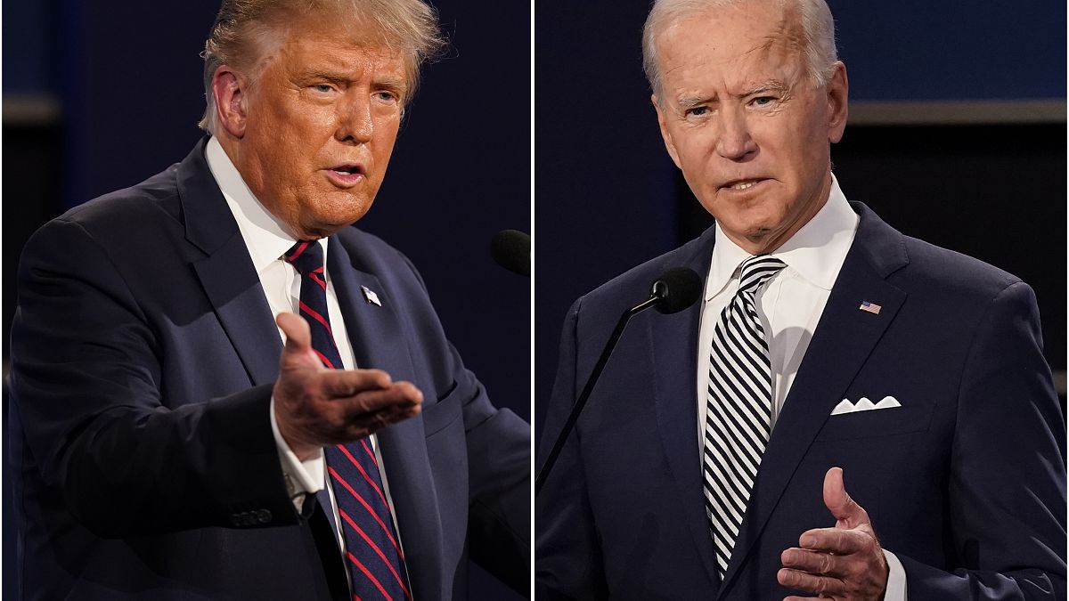This combination of Sept. 29, 2020, file photos shows President Donald Trump, left, and former Vice President Joe Biden