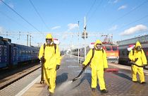 Moscow train stations disinfected as coronavirus cases hit record high in Russia