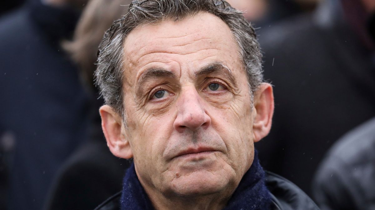 French former president Nicolas Sarkozy attends a ceremony at the Arc de Triomphe in Paris Monday Nov. 11, 2019.