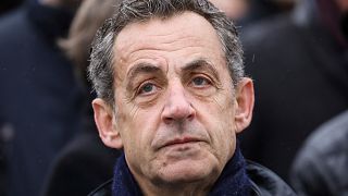 French former president Nicolas Sarkozy attends a ceremony at the Arc de Triomphe in Paris Monday Nov. 11, 2019.