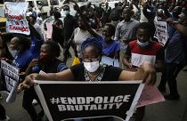 A Lagos, manifestation contre les violences policières samedi 17 octobre 2020.