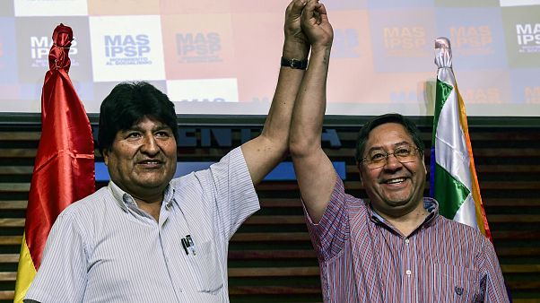 Evo Morales y Luis Arce durante una conferencia de prensa en Buenos Aires, el 27 de enero de 2020. Evo Morales y Luis Arce durante una conferencia de prensa en Buenos Aires, el 27 de enero de 2020.