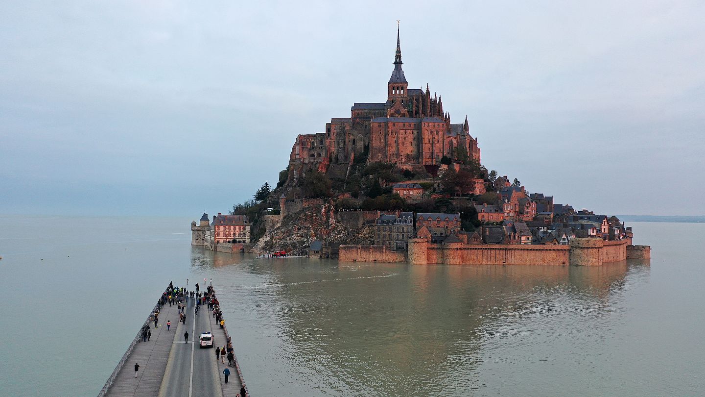 France's famous monument, Mont-Saint-Michel is cut off from the world
