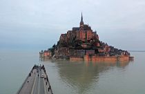 Mont-Saint-Michel surrounded by the sea during high tide