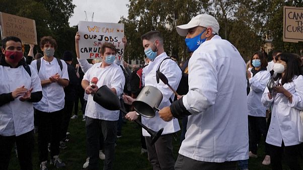 Protesters making noise Protesters making noise