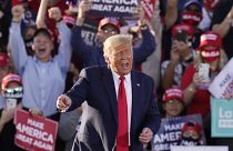President Donald Trump works the crowd after speaking at a campaign rally Monday, Oct. 19, 2020, in Tucson, Arizona.