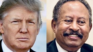 Donald Trump amerikai elnök és Abdalla Hamdok szudáni miniszterelnök