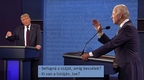 A közbeszólások egyike Donald Trump és Joe Biden előző vitáján A közbeszólások egyike Donald Trump és Joe Biden előző vitáján