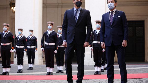 Sánchez e Conte a Palazzo Chigi Sánchez e Conte a Palazzo Chigi
