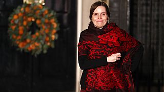 Iceland's Prime Minister Katrin Jakobsdottir leaves 10 Downing Street in London after attending a NATO reception hosted by British PM Boris Johnson in December 2019 