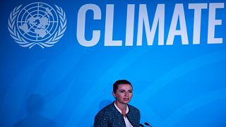 Denmark's Prime Minister, Mette Frederiksen speaks during the UN Climate Action Summit on September 23, 2019 at the United Nations Headquaters in New York City.