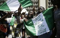 People demonstrating against police brutality on the streets of Lagos, Nigeria on Tuesday