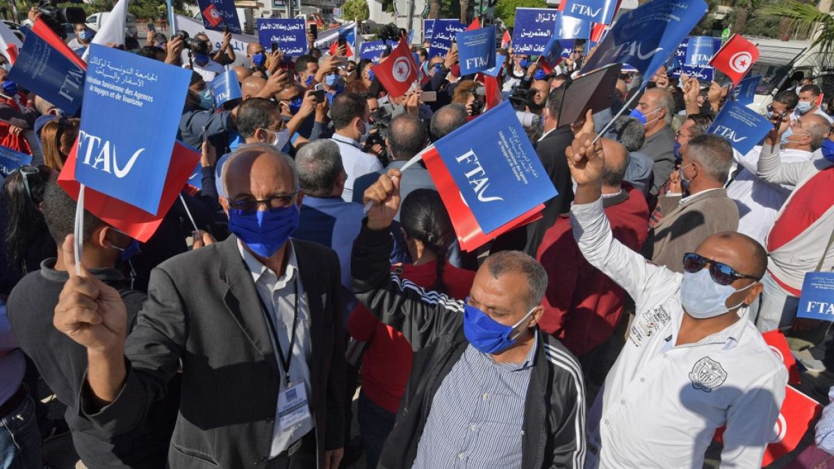 Manifestation de personnel d'agences de voyages, Tunis, le 20/10/2020