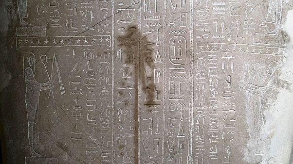 A stain was found on the Sarcophagus of the prophet Ahmose inside the Neue Museum in Berlin. A stain was found on the Sarcophagus of the prophet Ahmose inside the Neue Museum in Berlin.