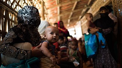 Rohingya refugees at the Kutupalong Refugee Camp in Bangladesh.