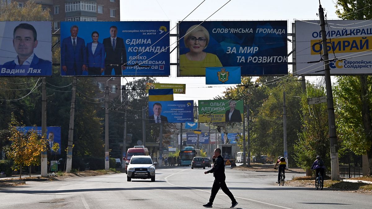 Предвыборная агитация на улицах Славянска, 2020