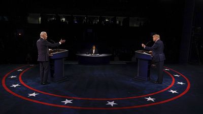 دونالد ترامب وجو بايدن يشاركان في المناظرة الرئاسية الختامية في جامعة بلمونت من ولاية تينيسسي. 2020/10/22