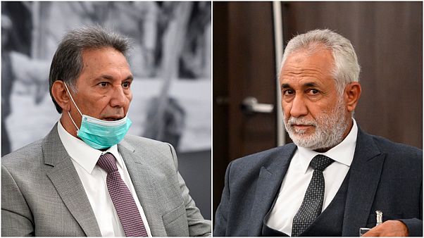 رئيس الوفد العسكري لحكومة الوفاق الوطني أحمد علي ابو شامة ورئيس وفد قوات الجيش العربي الليبي امحيميد محمد العمامي خلال محادثات جنيف. 2020/10/20 رئيس الوفد العسكري لحكومة الوفاق الوطني أحمد علي ابو شامة ورئيس وفد قوات الجيش العربي الليبي امحيميد محمد العمامي خلال محادثات جنيف. 2020/10/20