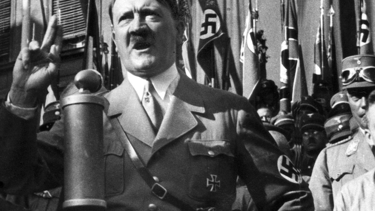 Handwritten speech notes by Adolf Hitler were auctioned on Friday
