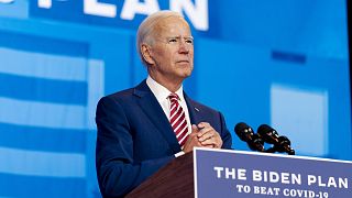 Democratic presidential candidate and former Vice President Joe Biden speaks about coronavirus in Wilmington, Delaware on Friday, Oct. 23, 2020.
