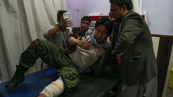 A wounded man receives treatment in a hospital following a suicide bomber blew himself up in an education centre, in Kabul on October 24, 2020. A wounded man receives treatment in a hospital following a suicide bomber blew himself up in an education centre, in Kabul on October 24, 2020.