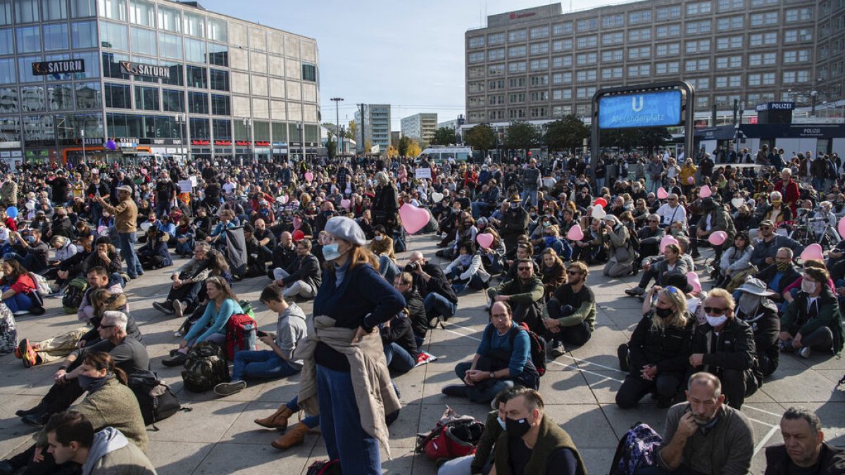 Protest am Alexanderplatz in Berlin