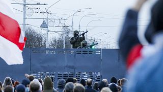 Opponents of Belarusian President Lukashenko demonstrate in MInsk