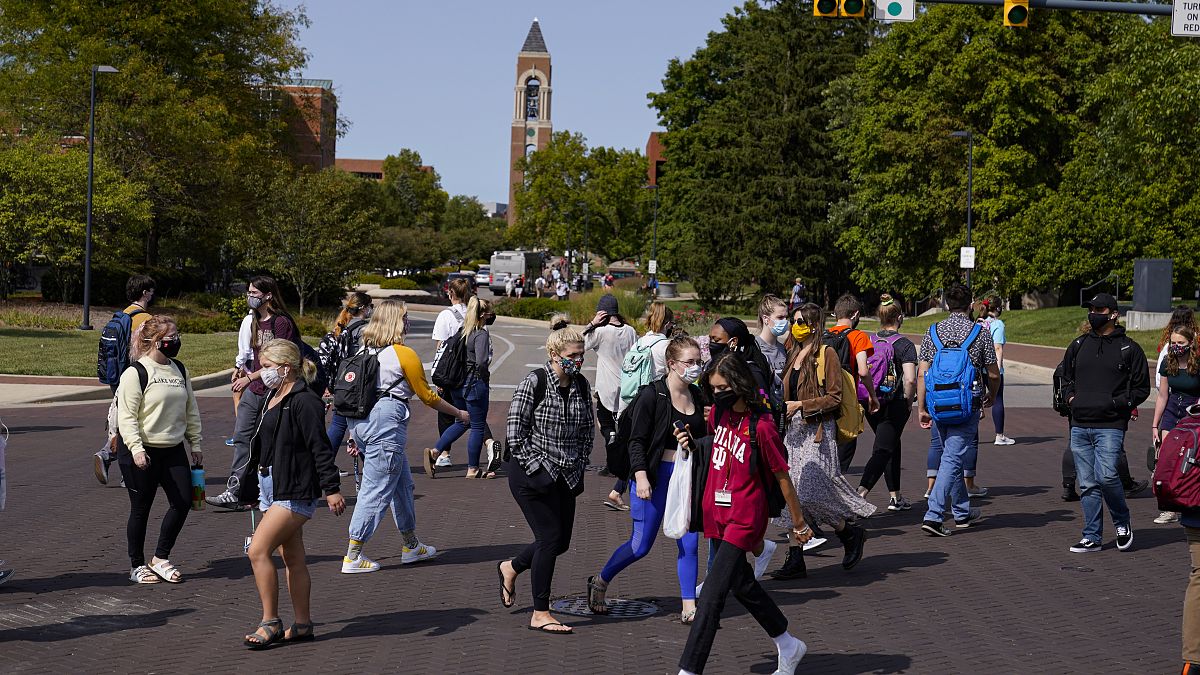 Des étudiants sur le campus de l'université de Ball State à Muncie - Indiana, Etats-Unis -, le 10 septembre 2020 