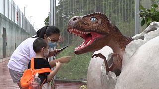 Roaring good time: 'Dinosaurs' roam cycling track in Singapore