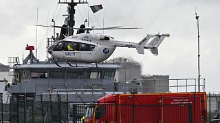 French rescue helicopter lands in Dunkirk during Tuesday's search operation