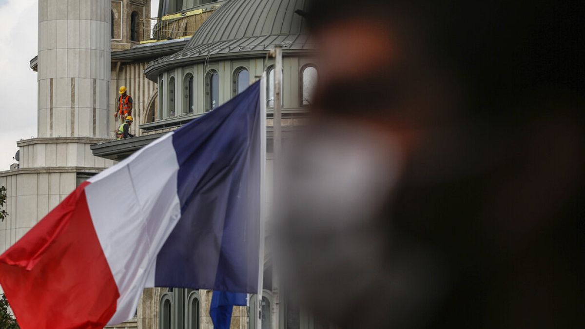 French flag flies on the premises of France's consulate in Istanbul