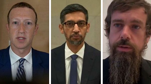 Facebook CEO Mark Zuckerberg, Alphabet Inc and Google CEO Sundar Pichai and Twitter CEO Jack Dorsey. Facebook CEO Mark Zuckerberg, Alphabet Inc and Google CEO Sundar Pichai and Twitter CEO Jack Dorsey.