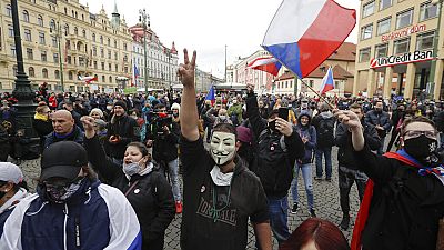 Protesta en Praga contra las restricciones impuestas por el Gobierno checo