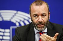 Germany's Manfred Weber, of the group of the European People's Party (Christian Democrats), during a press briefing at the European Parliament in Strasbourg, eastern France