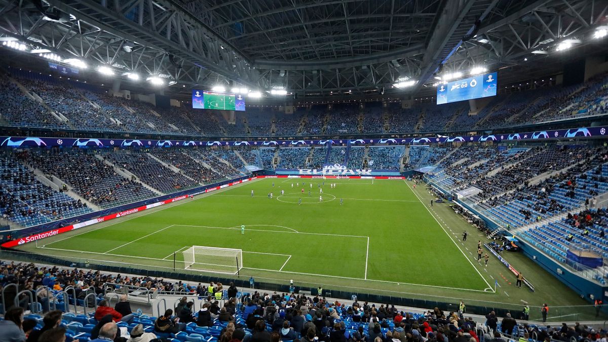 The Champions League group F soccer match between Zenit St.Petersburg and Brugge at the Saint Petersburg stadium in St. Petersburg, Russia, Tuesday, Oct. 20, 2020. 