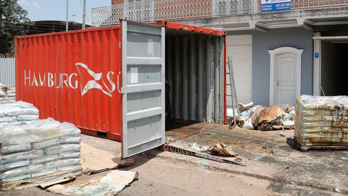 Human remains were discovered in a street container outside an office building in Asuncion, Paraguay, last week.