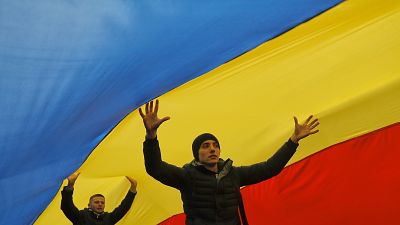 Una protesta dopo l'ultima vittoria del presidente Igor Dodon. Chisinau 14 Novembre 2016