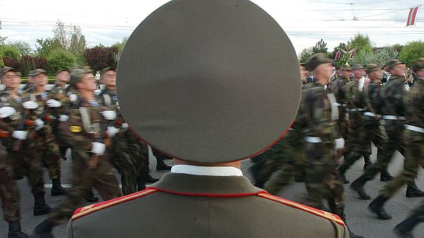 Soldiers of the Transnistrian Army are marching at the Victory Day parade in Tiraspol, Transnistria, Moldova on Monday, May 9, 2005. Soldiers of the Transnistrian Army are marching at the Victory Day parade in Tiraspol, Transnistria, Moldova on Monday, May 9, 2005.