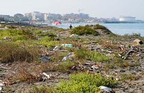 Garbage is seen along a beach at Fiumicino, near Rome.